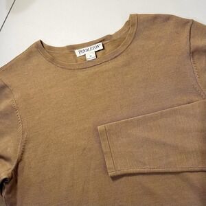Pendleton Womens Silk Blend Round Neck Top Sz M Brown Casual Office Nature Norm